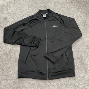 Adidas Full Zip Track Bomber Jacket Boys Kids Small Black Pockets Active School